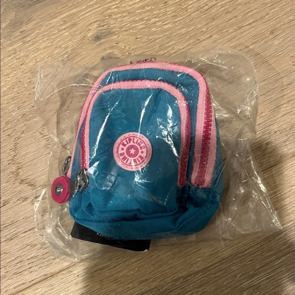 NWT Kipling Mini Seoul Backpack Keychain-blue and pink one item only - Picture 2 of 3